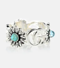 Double G flower sterling silver ring with topaz and mother of pearl Double G flower sterling silver ring with topaz and mother of pearl
