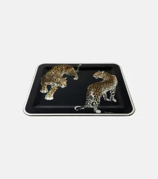 Double Leopardo Medium wooden tray