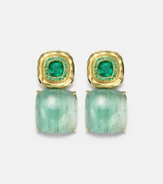 Double Orbit 18kt gold earrings with tourmaline and emeralds Double Orbit 18kt gold earrings with tourmaline and emeralds