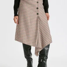 Draped check skirt
