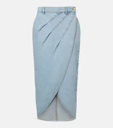 Draped denim midi skirt Draped denim midi skirt