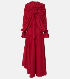Draped floral-appliquà silk gown Draped floral-appliquà silk gown