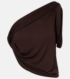 Draped knitted one-shoulder top Draped knitted one-shoulder top