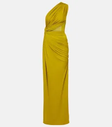 Draped one-shoulder crêpe jersey gown Draped one-shoulder crêpe jersey gown