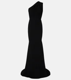 Draped one-shoulder crepe gown Draped one-shoulder crepe gown