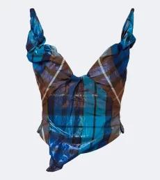 Draped plaid bustier top Draped plaid bustier top