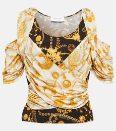 Draped printed cutout top Draped printed cutout top