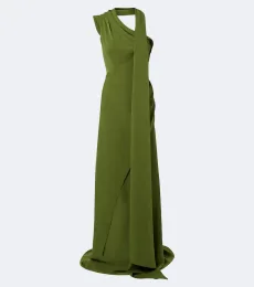 Draped scarf-detail bustier gown Draped scarf-detail bustier gown