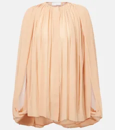 Draped silk chiffon blouse