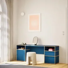 Dressing Table in Blue with Doors and Drawers