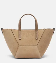 Duo Mini Monili suede top-handle bag