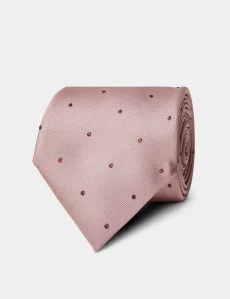 Dusky Pink Tonal Spot Tie Silk Spotted Men's Dusky Pink Tonal Spot Tie Silk Spotted Men's