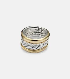DY Mercer 18kt gold and sterling silver ring with diamonds DY Mercer 18kt gold and sterling silver ring with diamonds