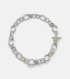 DY MercerÂ sterling silver and 18kt gold chain necklace with diamonds