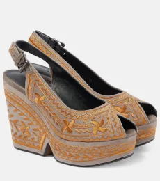 Dylya 110 embroidered suede wedge sandals