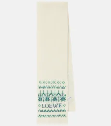 Écharpe en jacquard de laine mélangée à logo et sequins Écharpe en jacquard de laine mélangée à logo et sequins