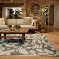 Eden Leaves Green Eco-Washable Rug