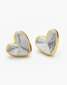 Elea Chunky Heart Earrings - Rhodium Plated Elea Chunky Heart Earrings - Rhodium Plated