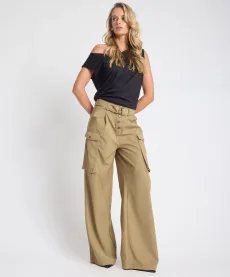Elemental High Waist Tencel Cargo Pants - Khaki, Elemental High Waist Tencel Cargo Pants - Khaki,