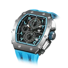 Elemental Series-Mens Chronograph Watch, Stainless Steel Bezel, Sapphire Crystal, Silicone Strap, Stylish Quartz Timepiece for Business Professionals