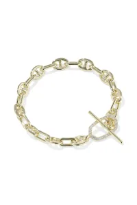 Elisa Toggle Gold Link and Chain Bracelet White CZ