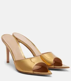 Elle metallic leather mules Elle metallic leather mules