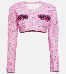 Embellished bouclà cropped jacket Embellished bouclà cropped jacket