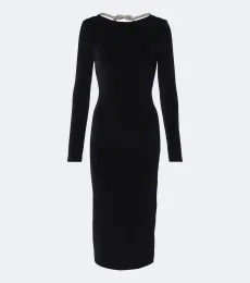 Embellished cotton-blend midi dress