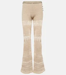 Embellished crochet cotton flared pants Embellished crochet cotton flared pants