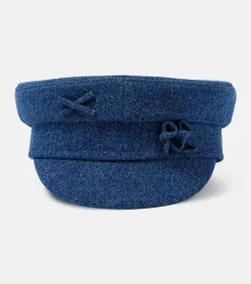 Embellished denim newsboy cap Embellished denim newsboy cap