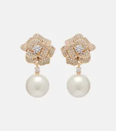 Embellished faux pearl drop earrings