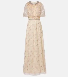 Embellished floral caped maxi dress Embellished floral caped maxi dress