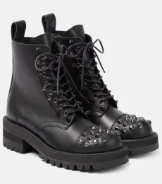 Embellished leather biker boots Embellished leather biker boots