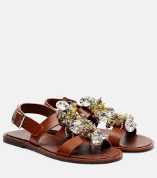 Embellished leather slingback sandals Embellished leather slingback sandals