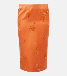 Embellished linen and silk slip skirt Embellished linen and silk slip skirt