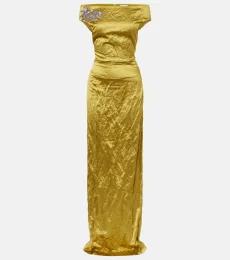 Embellished off-shoulder satin gown Embellished off-shoulder satin gown