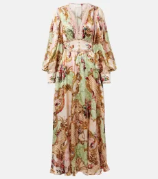 Embellished printed silk maxi dress Embellished printed silk maxi dress