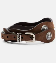 Embellished suede belt