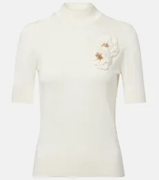 Embellished turtleneck silk top Embellished turtleneck silk top