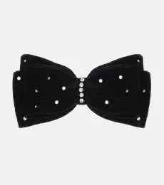 Embellished velvet bow barrette