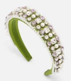 Embellished wool and silk headband