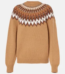 Embellished wool jacquard sweater