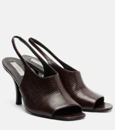 Embossed leather slingback sandals Embossed leather slingback sandals