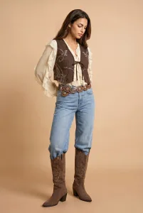 Embroiderd Faux Suede Waistcoat 8 Embroiderd Faux Suede Waistcoat 8