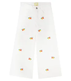 Embroidered cotton-blend twill pants