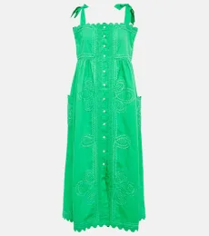 Embroidered cotton poplin midi dress Embroidered cotton poplin midi dress