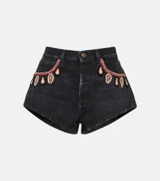 Embroidered denim shorts Embroidered denim shorts