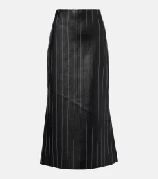 Embroidered leather midi skirt Embroidered leather midi skirt