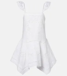 Embroidered linen and cotton poplin minidress Embroidered linen and cotton poplin minidress