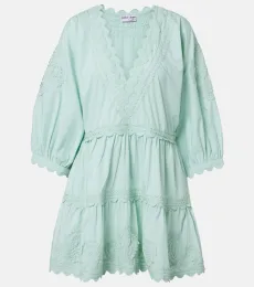 Embroidered scalloped cotton poplin minidress Embroidered scalloped cotton poplin minidress